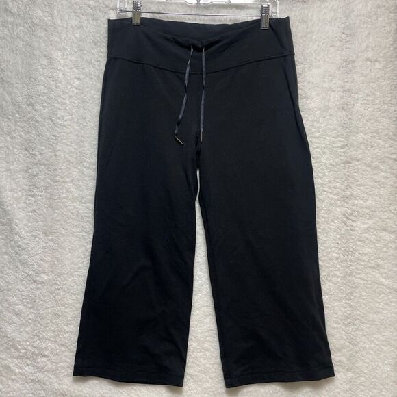Lululemon Relaxed Fit Crop II Black Pants Size 8/10 Mid-Rise Drawstring Yoga - Picture 1 of 11